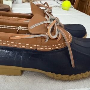 LL Bean Brown and Navy Duck Boots